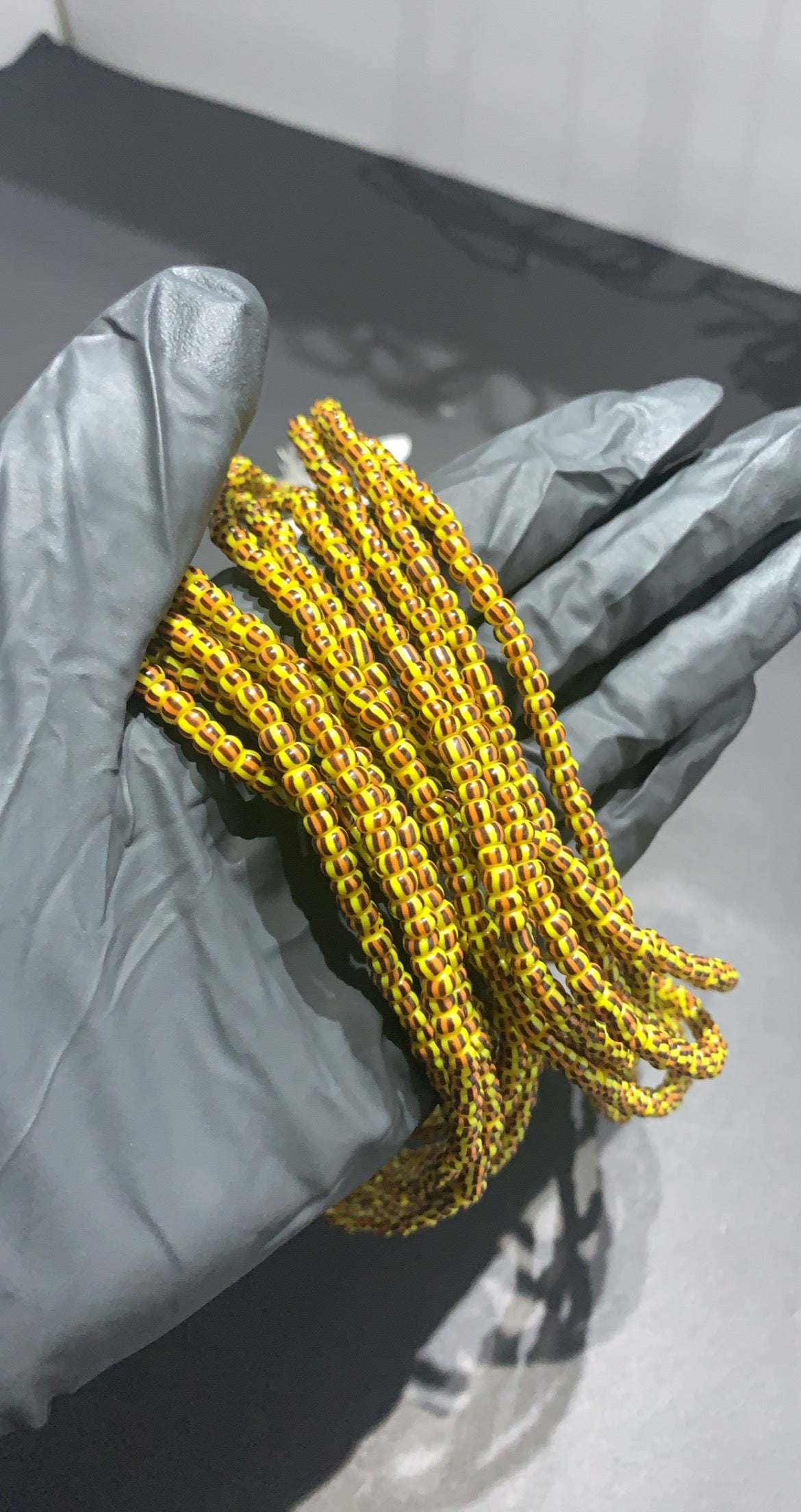 Yellow orange waist beads