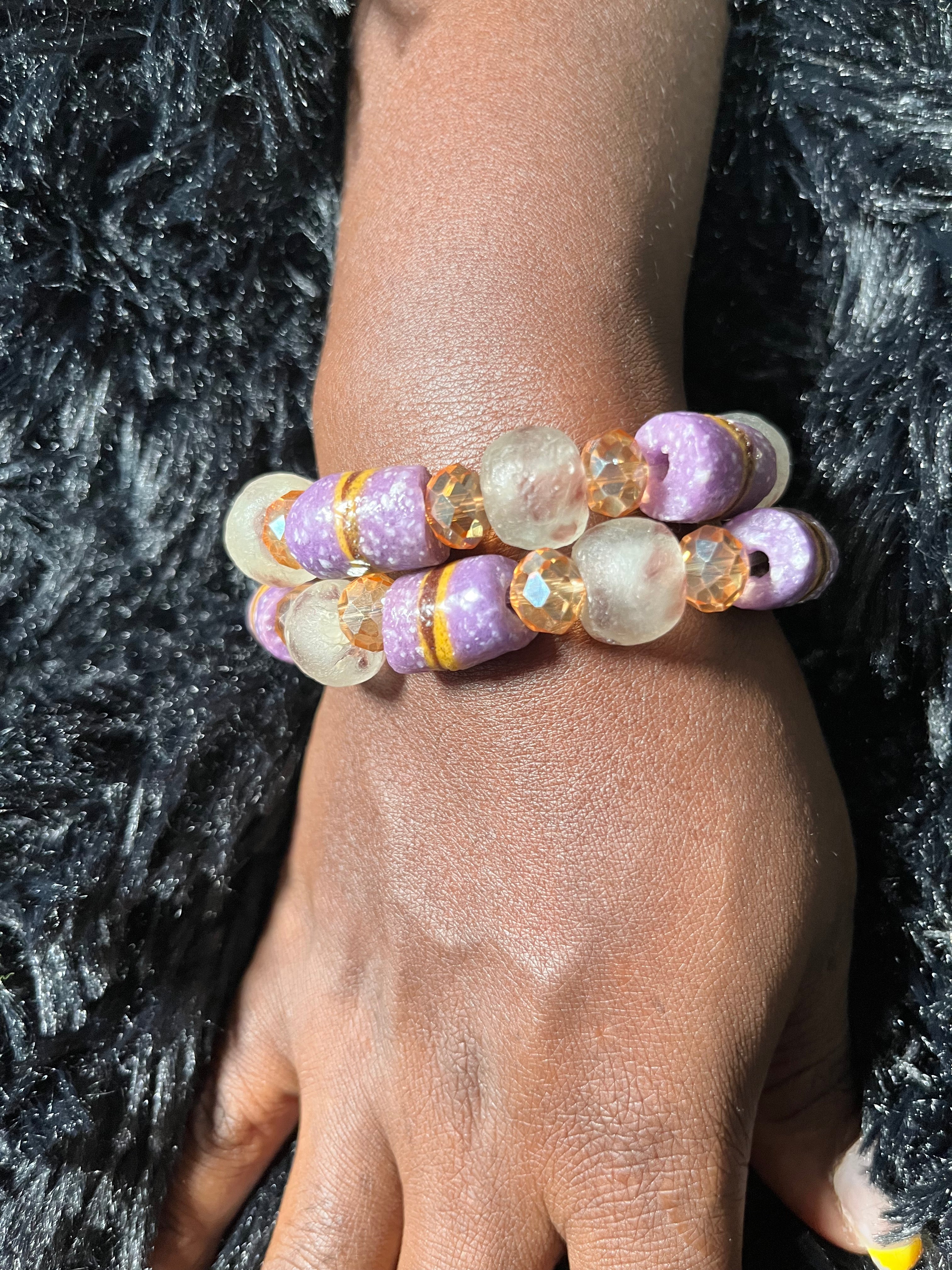 Purple Jade Beaded Bracelet